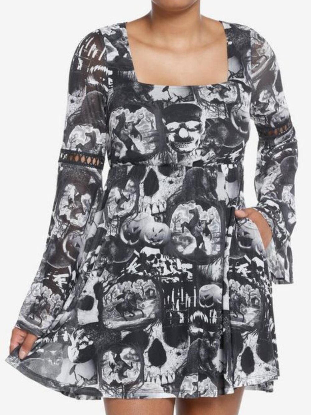 Social Collision Hot Topic Sleepy Hollow Bell Sleeve Mini Dress